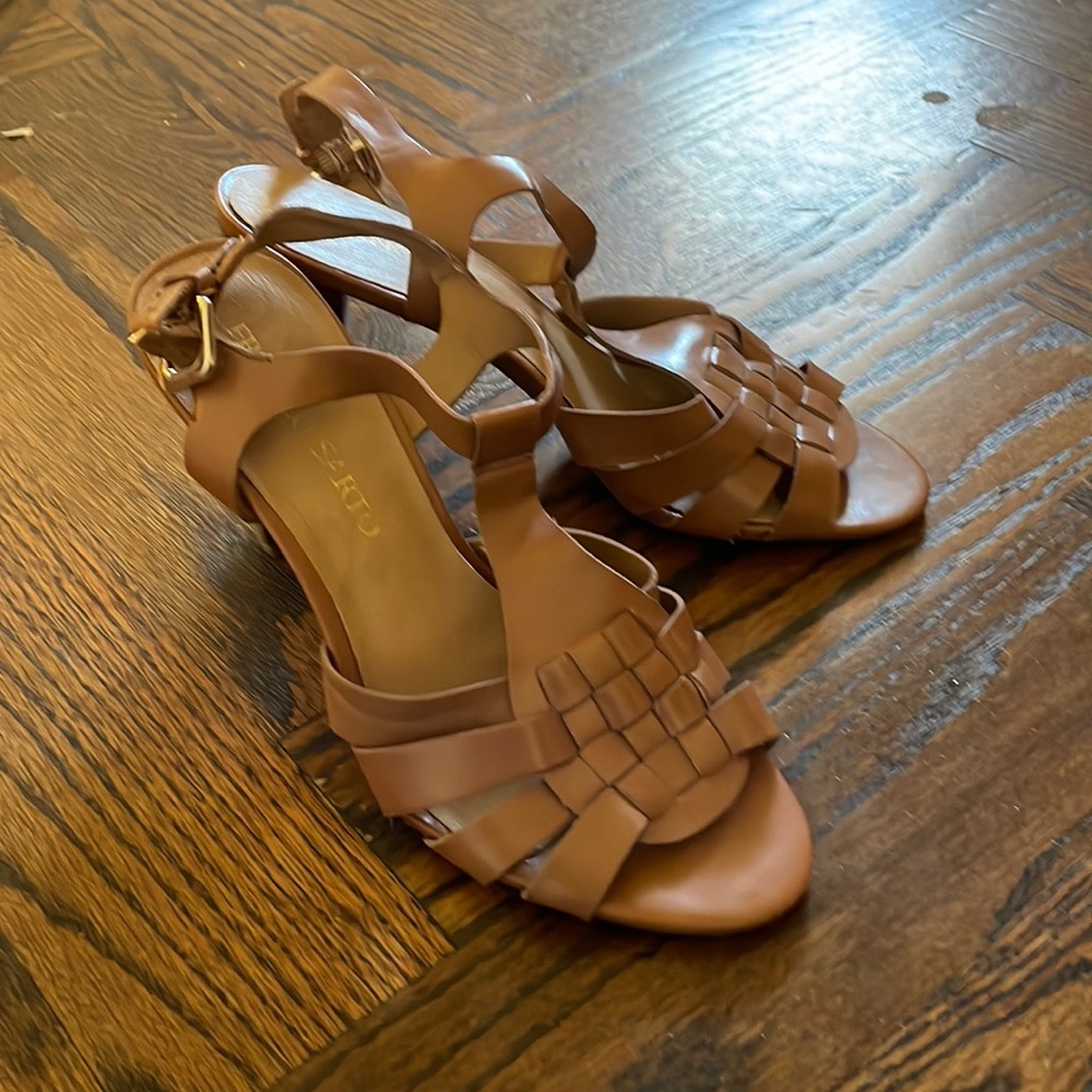 Franco Sarto Tan Peep Toe Heels - Size 8